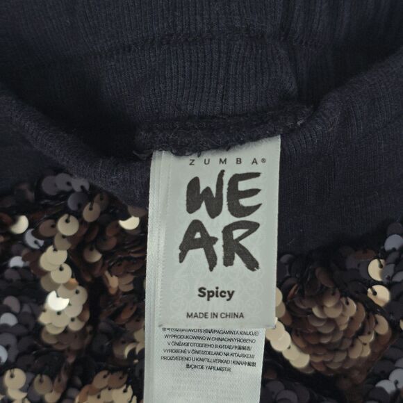 ZUMBA Hip Hop Dance Sweat Pants Top Shirt Set Women Small Rose Sequence Gold - Picture 10 of 16